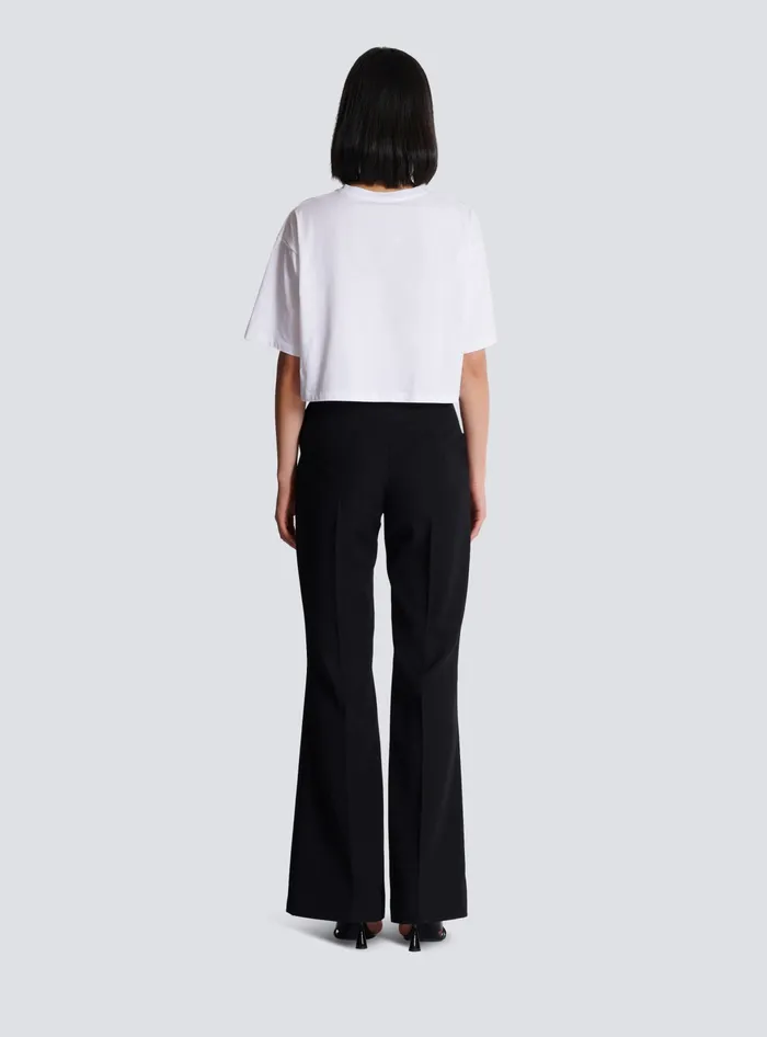 Balmain Tshirt With Signature Embroidery White Women TShirts