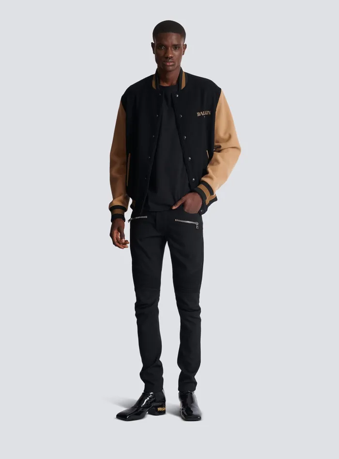 Balmain Tailored Biker Trousers In Stretch Grain De Poudre Black Men Trousers And Shorts