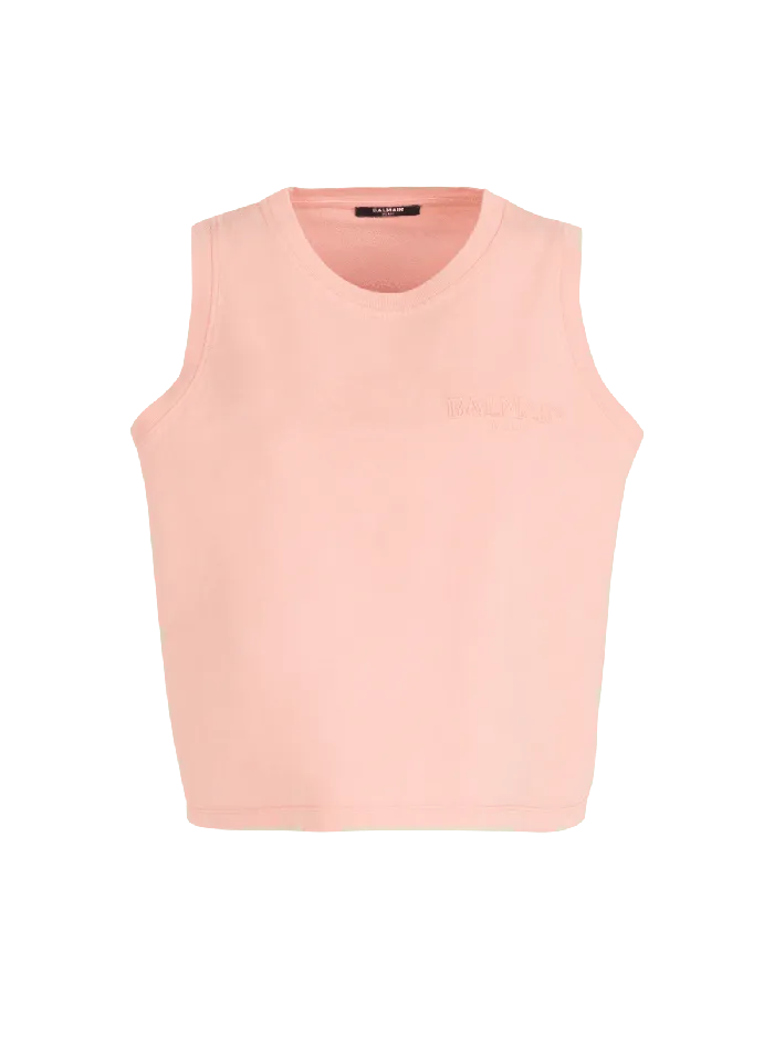 Balmain Tank Top With Vintage Embroidery Pink Women TShirts