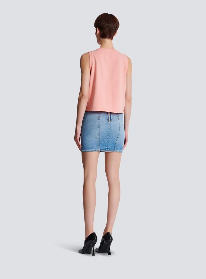 Balmain Tank Top With Vintage Embroidery Pink Women TShirts