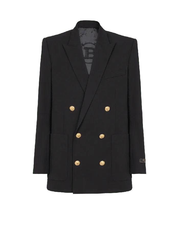 Balmain Technical Wool Blazer Black Men Jackets And Blazers
