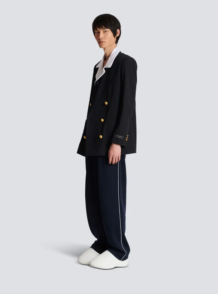 Balmain Technical Wool Blazer Black Men Jackets And Blazers
