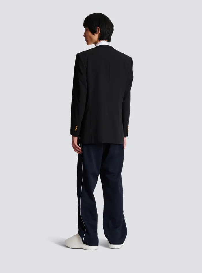 Balmain Technical Wool Blazer Black Men Jackets And Blazers