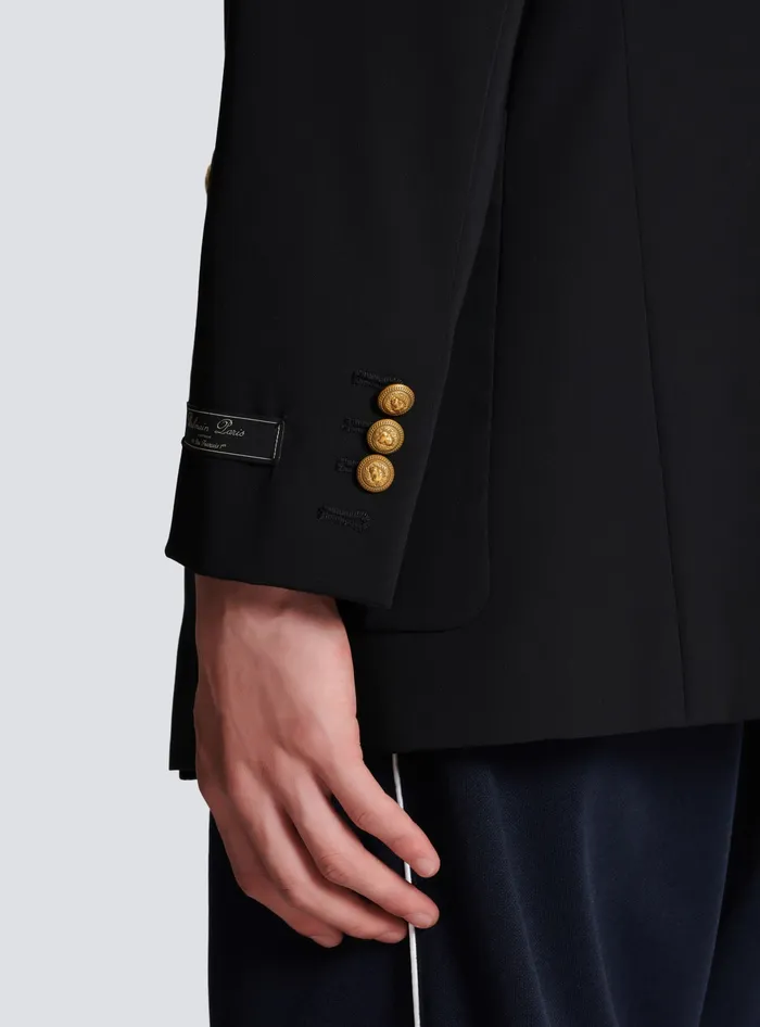 Balmain Technical Wool Blazer Black Men Jackets And Blazers
