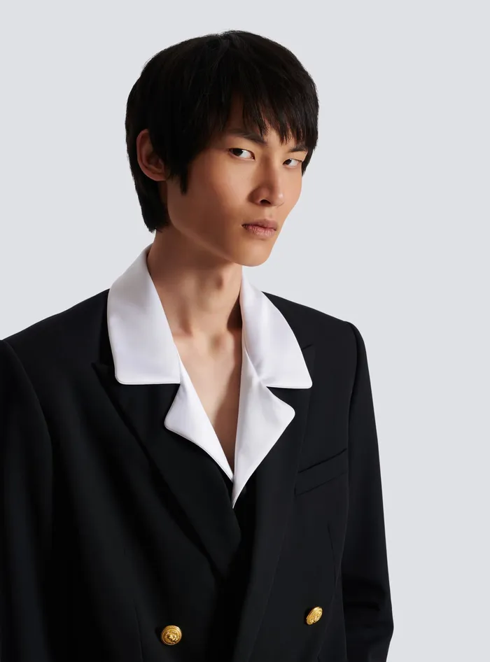 Balmain Technical Wool Blazer Black Men Jackets And Blazers