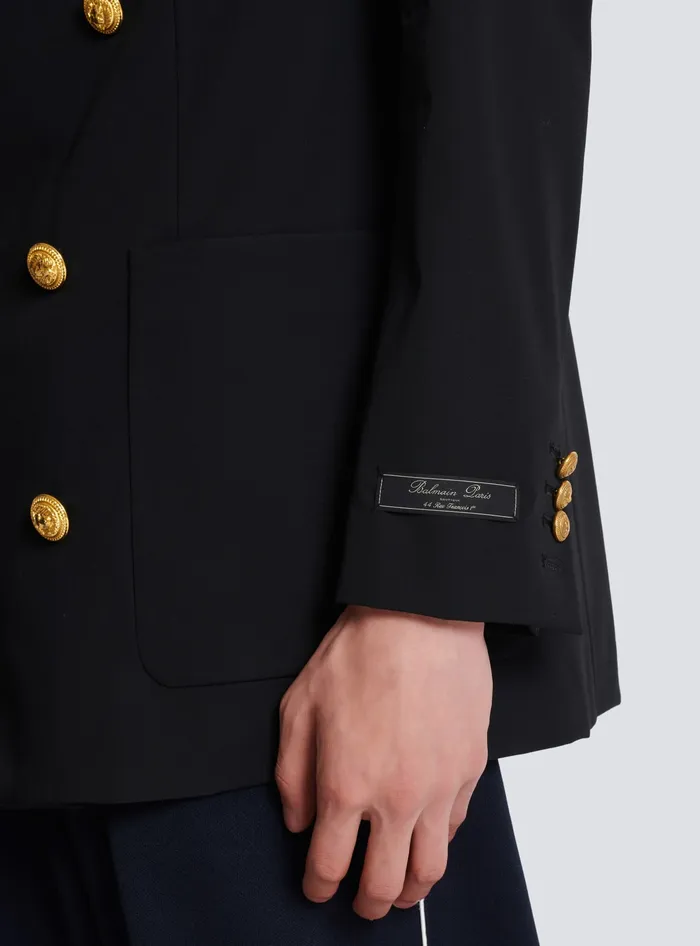 Balmain Technical Wool Blazer Black Men Jackets And Blazers