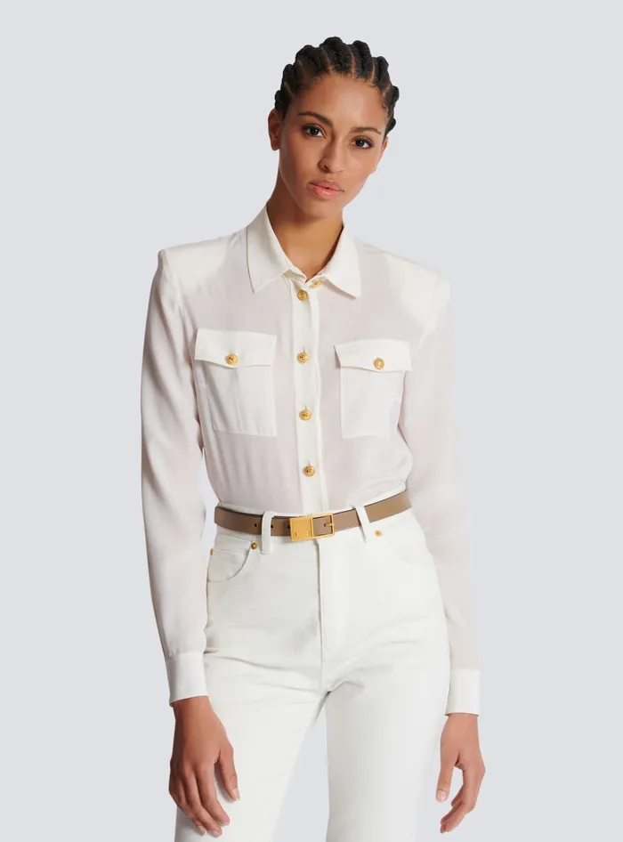 Balmain Thin Signature Calfskin Belt Brown Women Belts