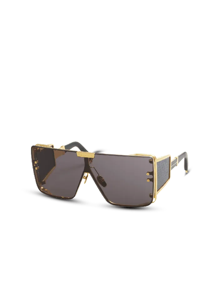 Balmain Titanium Shieldshaped Wonder Boy Sunglasses Black WomenMen Eyewear