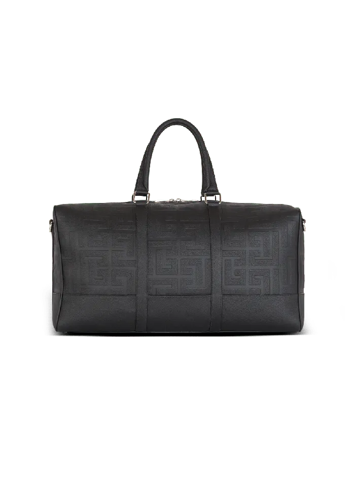 Balmain Travel Bag In Grained Leather Black Men Bags And Backpacks