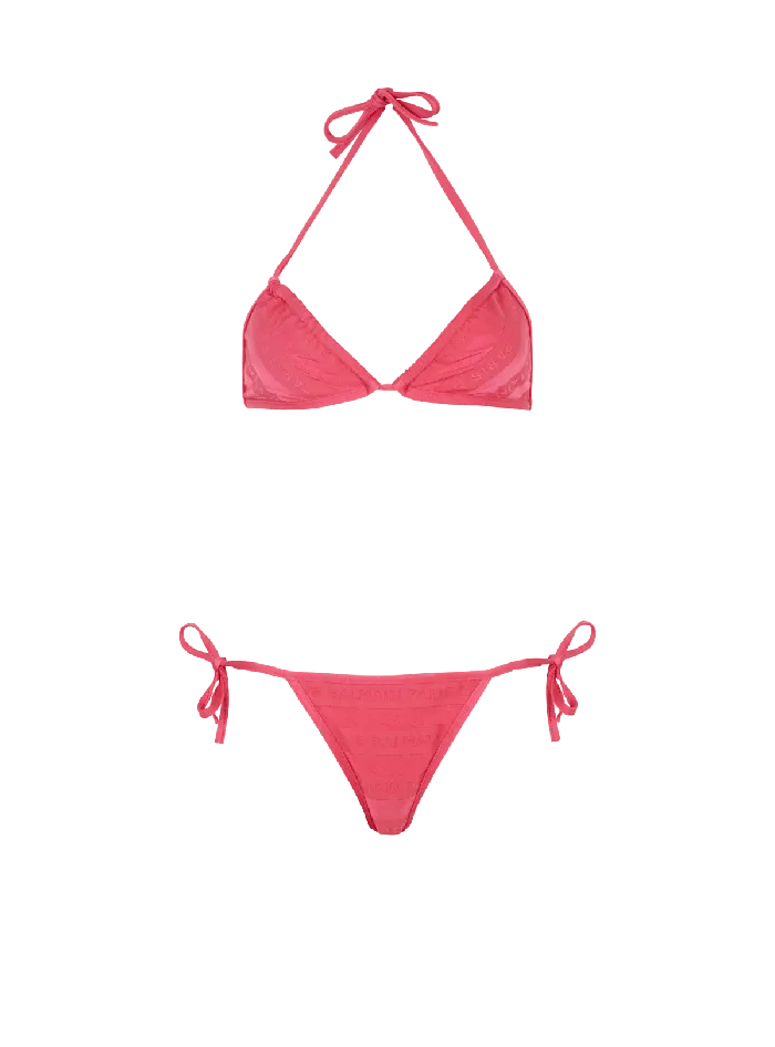 Balmain Triangle Bikini Pink Women Swimwear