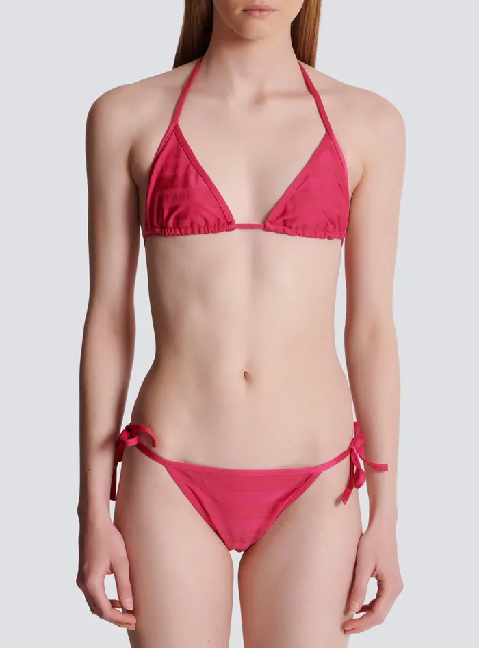 Balmain Triangle Bikini Pink Women Swimwear