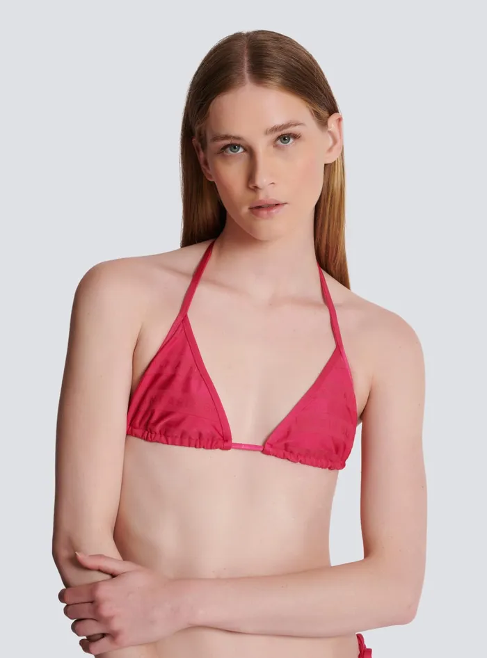 Balmain Triangle Bikini Pink Women Swimwear