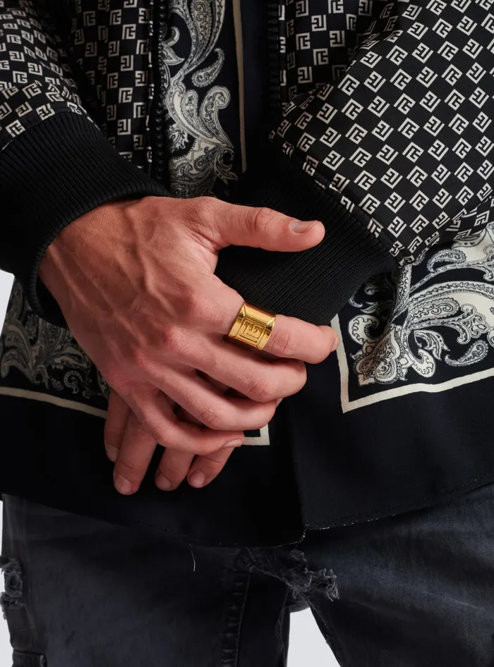 Balmain Tubular PB Ring Gold Men Fashion Jewelry