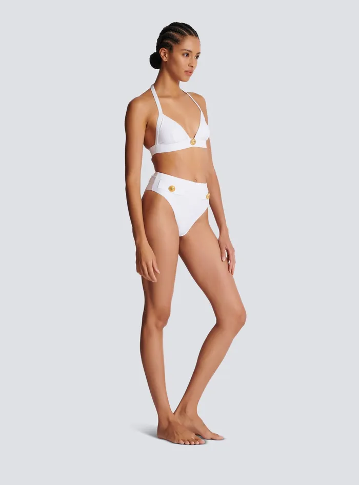 Balmain Twopiece Swimming Costume With Buttons White Women Swimwear