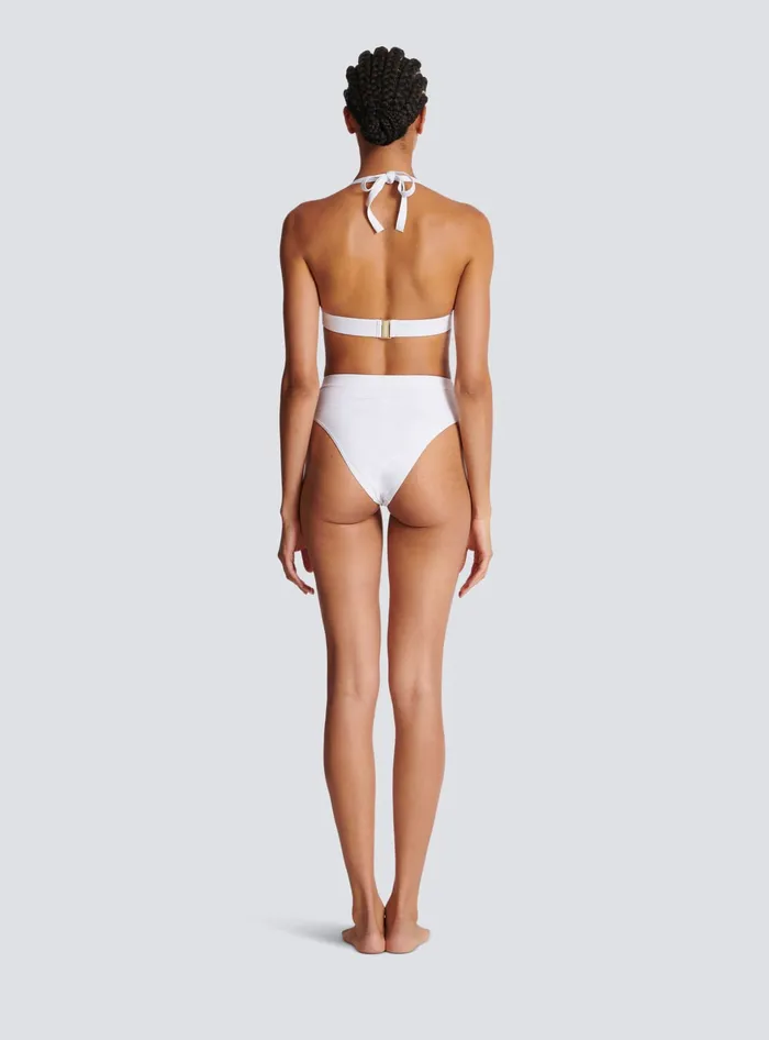 Balmain Twopiece Swimming Costume With Buttons White Women Swimwear