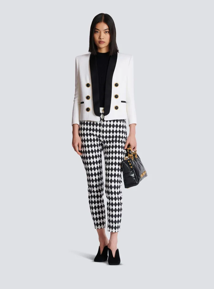 Balmain Twotone Edgetoedge Jacket With 6 Buttons White Women Jackets And Blazers