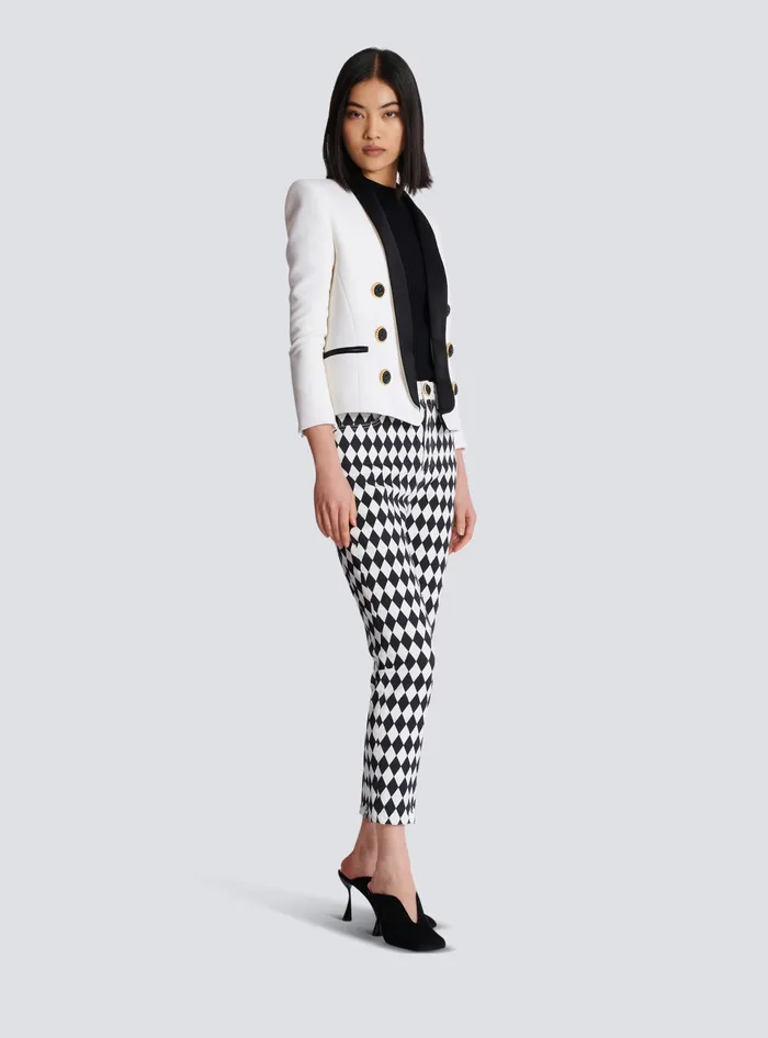 Balmain Twotone Edgetoedge Jacket With 6 Buttons White Women Jackets And Blazers
