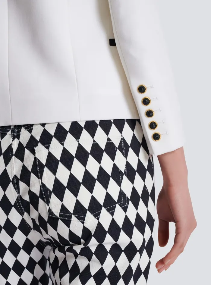 Balmain Twotone Edgetoedge Jacket With 6 Buttons White Women Jackets And Blazers