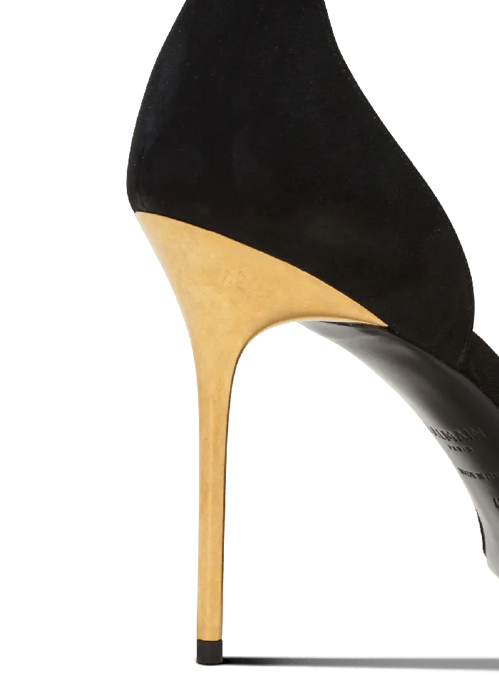 Balmain Uma Suede And Chain Sandals Black Women High Heels and Pumps