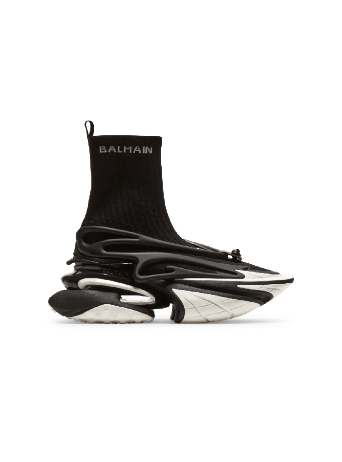 Balmain Unicorn Knit And Rubber Sneakers Black Men Sneakers