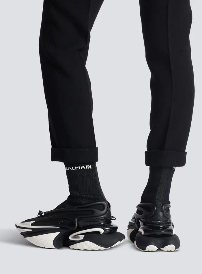 Balmain Unicorn Knit And Rubber Sneakers Black Men Sneakers