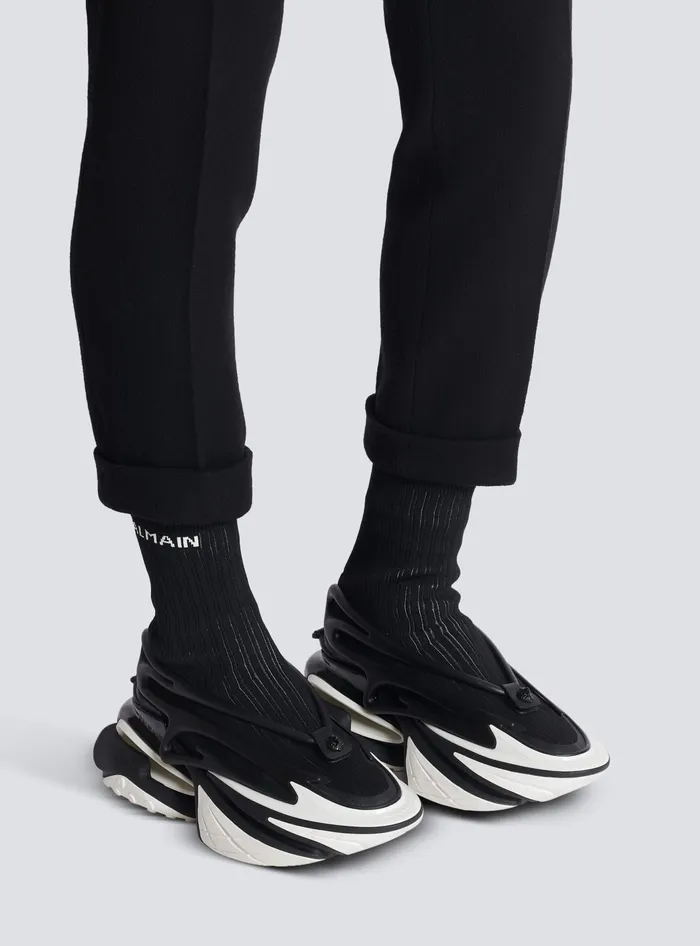 Balmain Unicorn Knit And Rubber Sneakers Black Men Sneakers