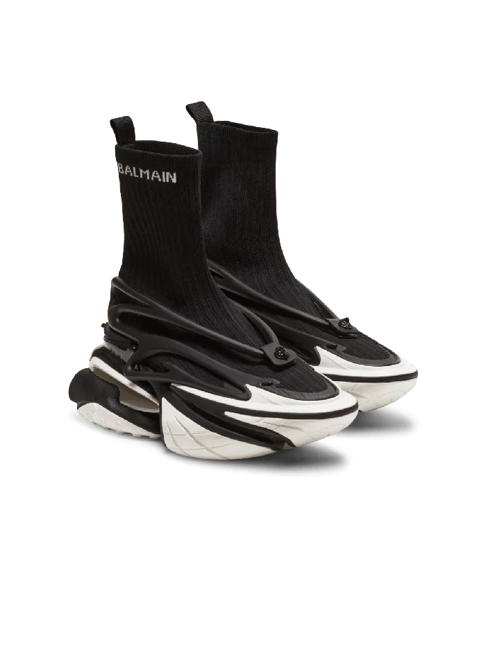 Balmain Unicorn Knit And Rubber Sneakers Black Men Sneakers