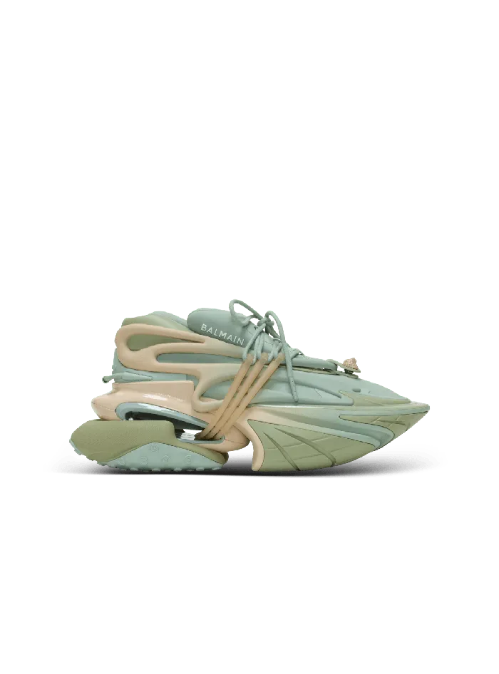 Balmain Unicorn Trainers In Neoprene And Calfskin Green Women Sneakers