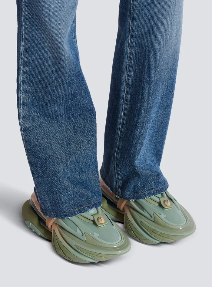 Balmain Unicorn Trainers In Neoprene And Calfskin Green Women Sneakers