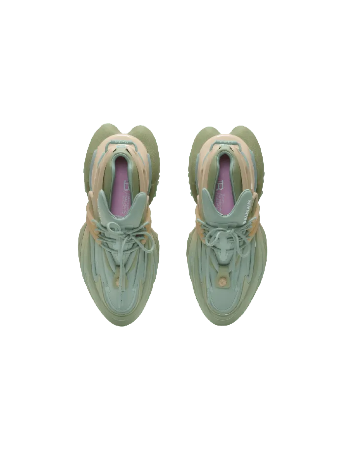 Balmain Unicorn Trainers In Neoprene And Calfskin Green Women Sneakers