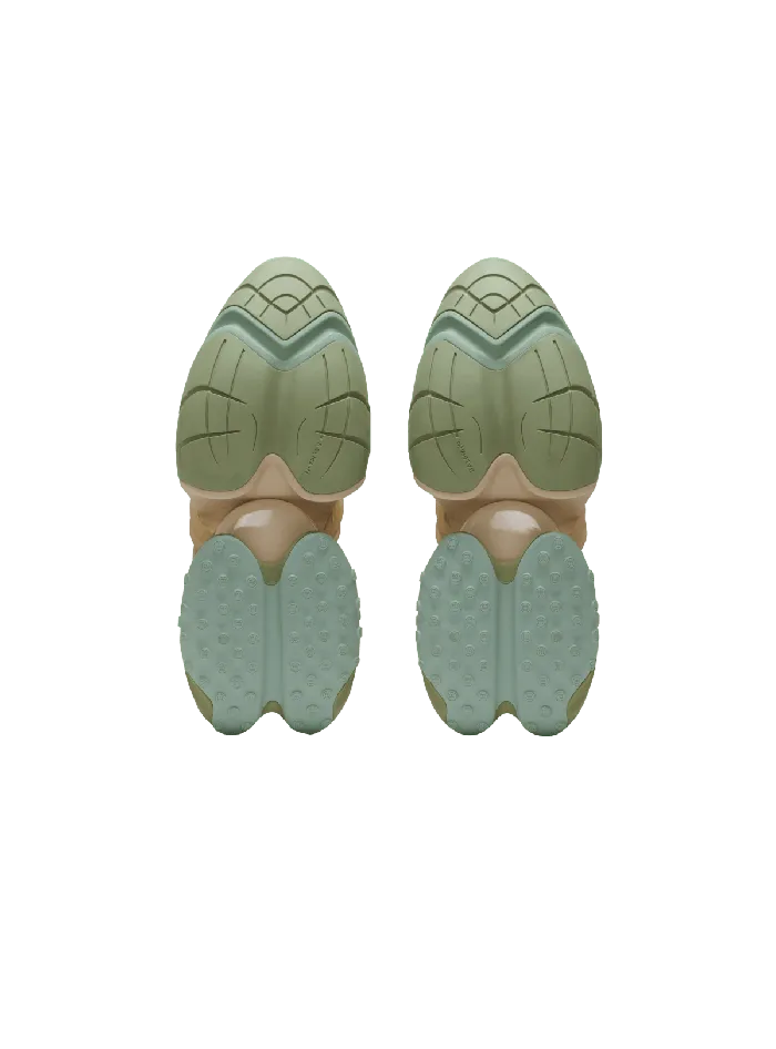 Balmain Unicorn Trainers In Neoprene And Calfskin Green Women Sneakers