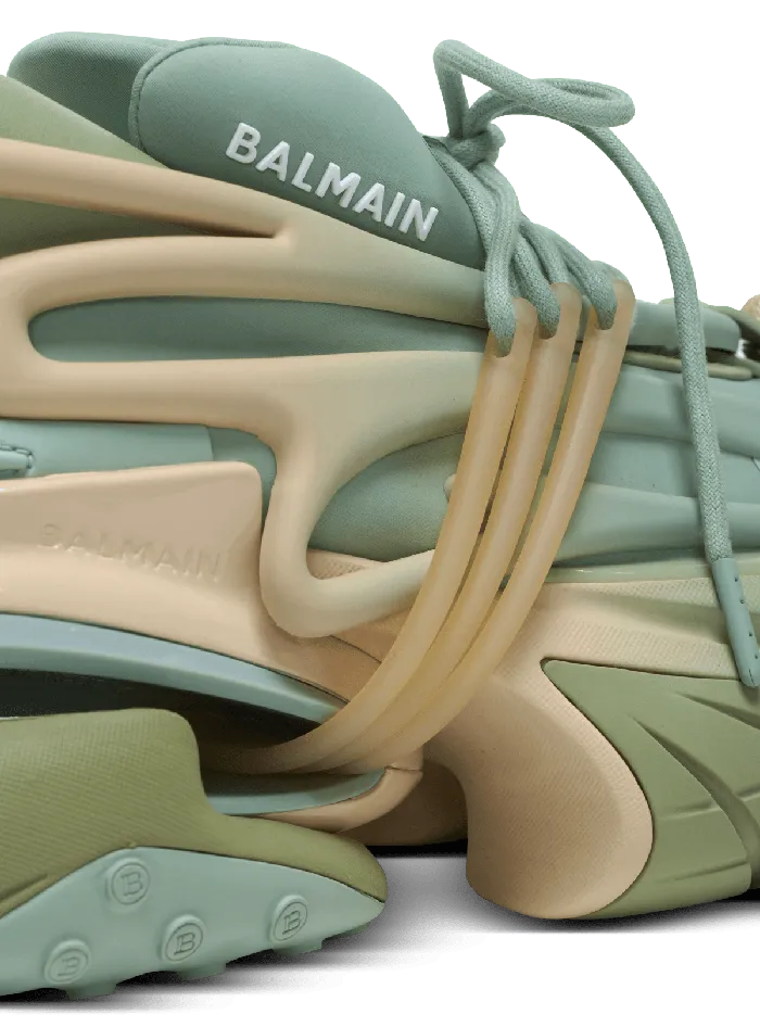Balmain Unicorn Trainers In Neoprene And Calfskin Green Women Sneakers
