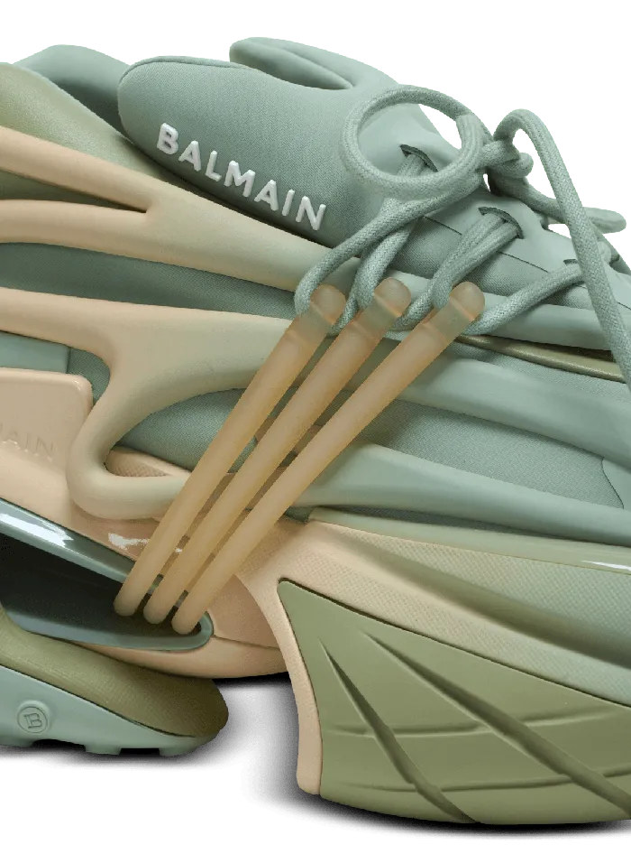 Balmain Unicorn Trainers In Neoprene And Calfskin Green Women Sneakers