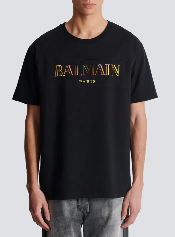 Balmain Vintage Embroidered Tshirt Black Men TShirts