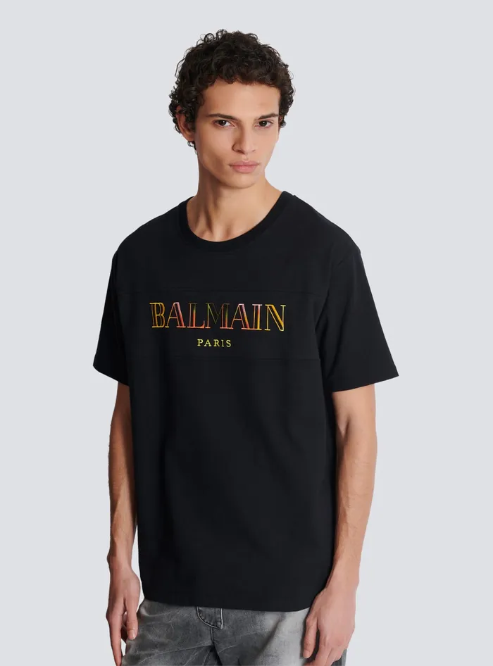 Balmain Vintage Embroidered Tshirt Black Men TShirts