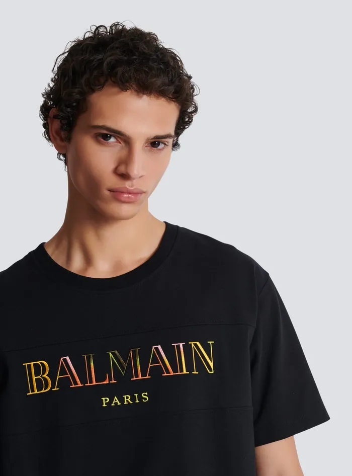 Balmain Vintage Embroidered Tshirt Black Men TShirts