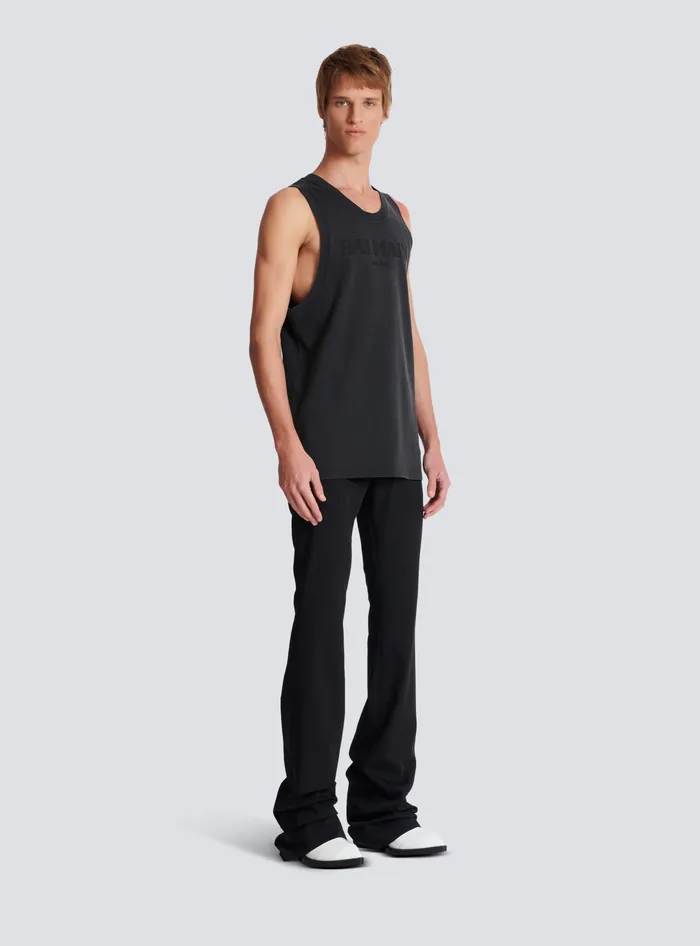 Balmain Vintage Embroidered Tank Top Grey Men TShirts