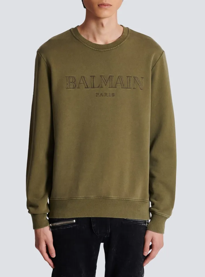 Balmain Vintage Sweatshirt Khaki Men Sweatshirts