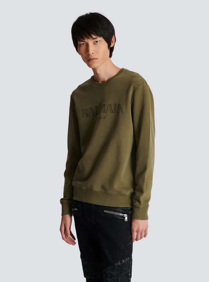 Balmain Vintage Sweatshirt Khaki Men Sweatshirts