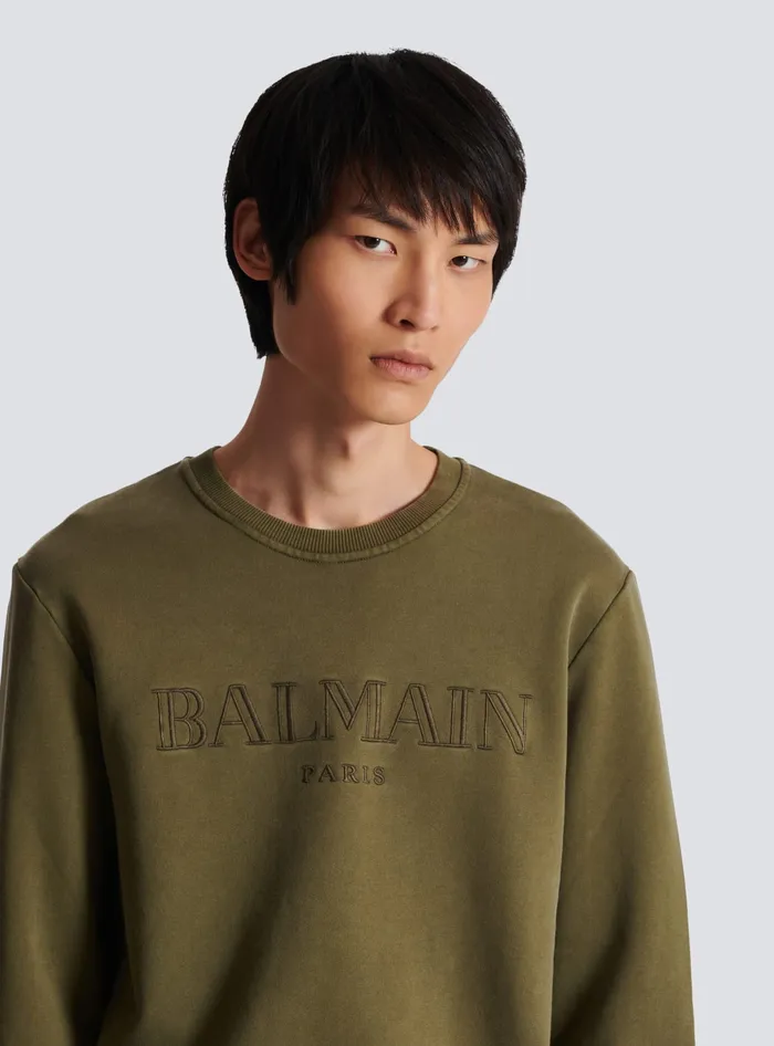 Balmain Vintage Sweatshirt Khaki Men Sweatshirts