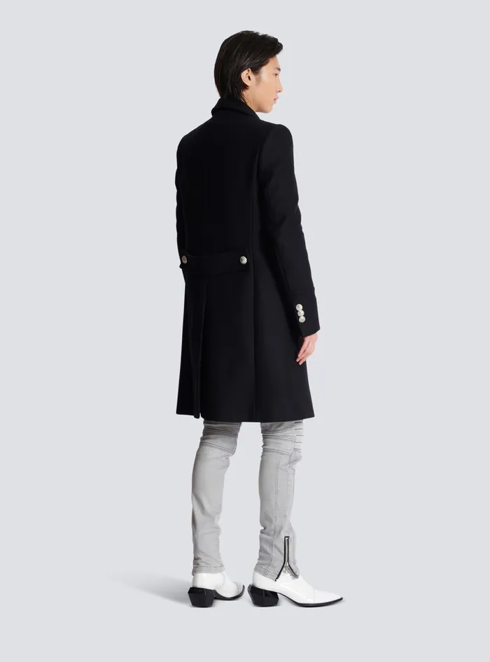 Balmain Virgin Wool Officer039s Coat Black Men Outerwear