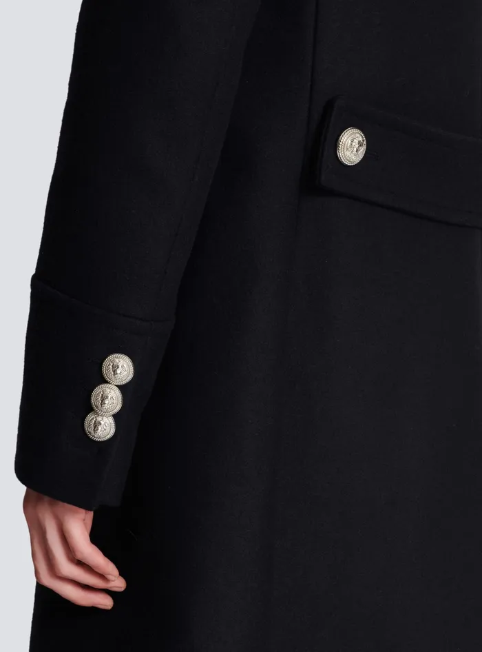 Balmain Virgin Wool Officer039s Coat Black Men Outerwear