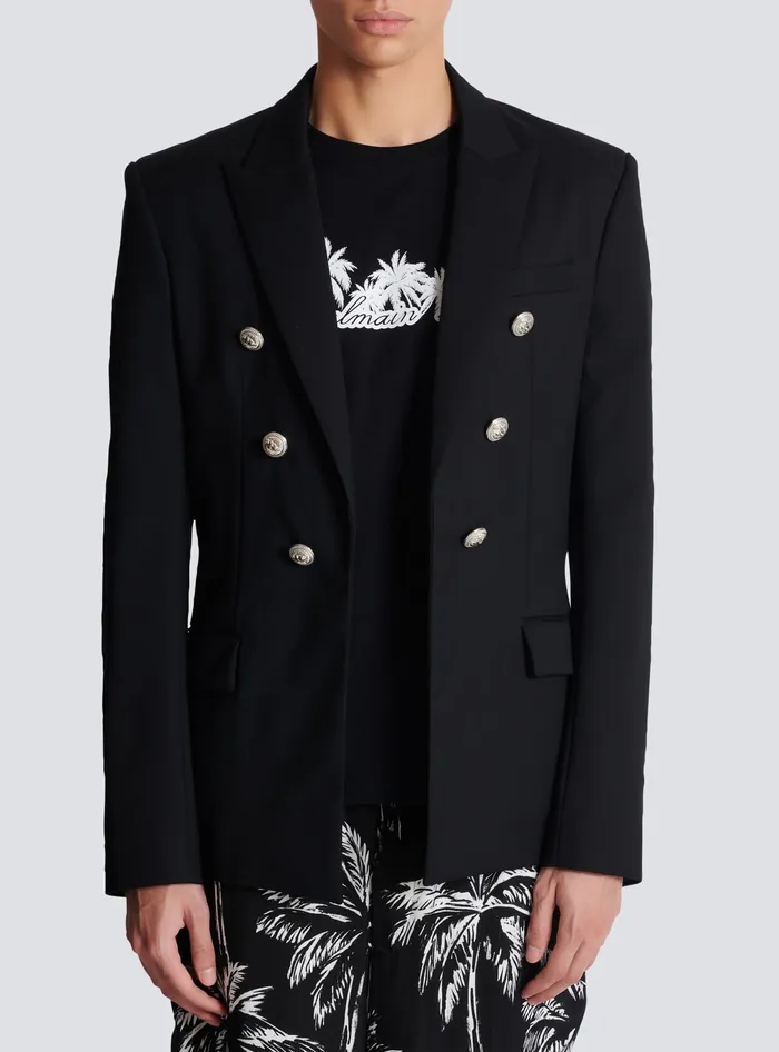 Balmain Wool 6button Jacket Black Men Jackets And Blazers