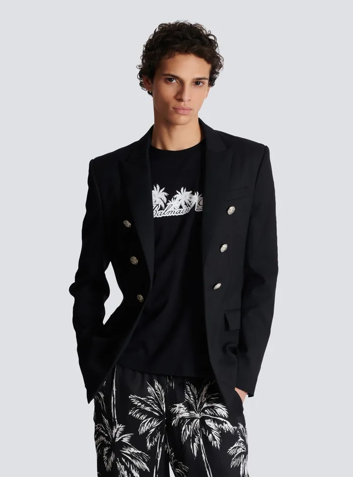 Balmain Wool 6button Jacket Black Men Jackets And Blazers
