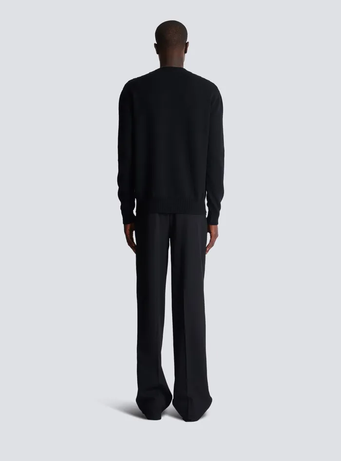 Balmain Wool Kiss Jumper Black Men Sweatshirts
