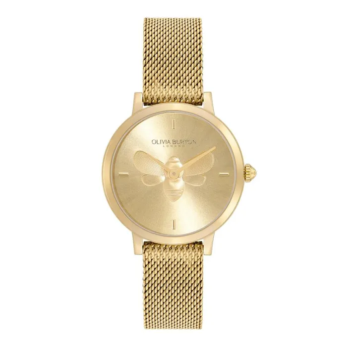 Bee Watches Women Olivia Burton 28mm Bee Ultra Slim Gold Mesh Watch