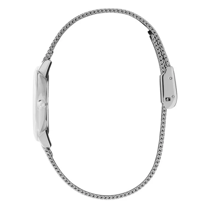 Bee Watches Women Olivia Burton 28mm Bee Ultra Slim Metallic White and Silver Mesh Watch