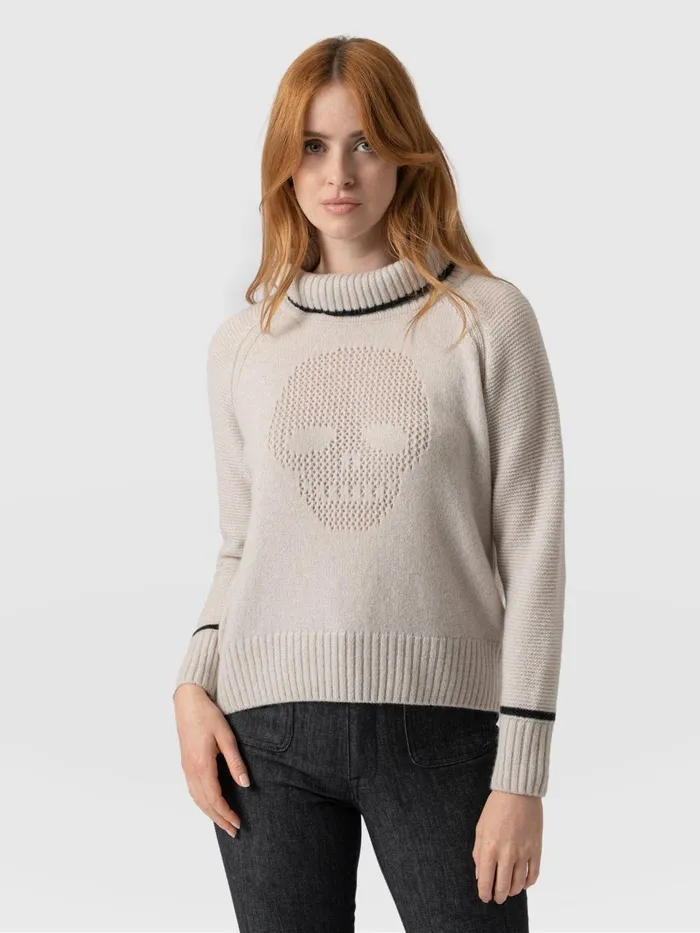 Blake Cashmere Skull Sweater 8211 Cream Cream Women Saint And Sofia Knitwear