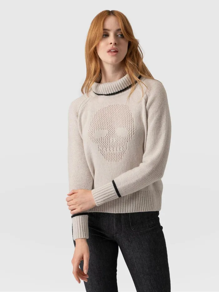 Blake Cashmere Skull Sweater 8211 Cream Cream Women Saint And Sofia Knitwear