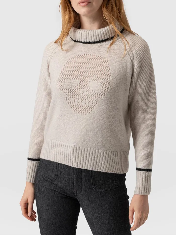 Blake Cashmere Skull Sweater 8211 Cream Cream Women Saint And Sofia Knitwear